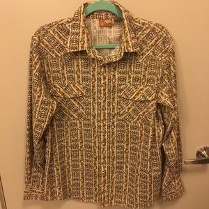 Skull print western pearl snap shirt unisex